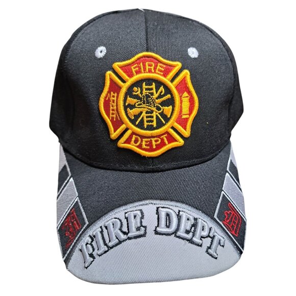 Fire Dept Black Snap Back Baseball Cap One Size Fits Most KYS Design NWOT - Picture 1 of 4